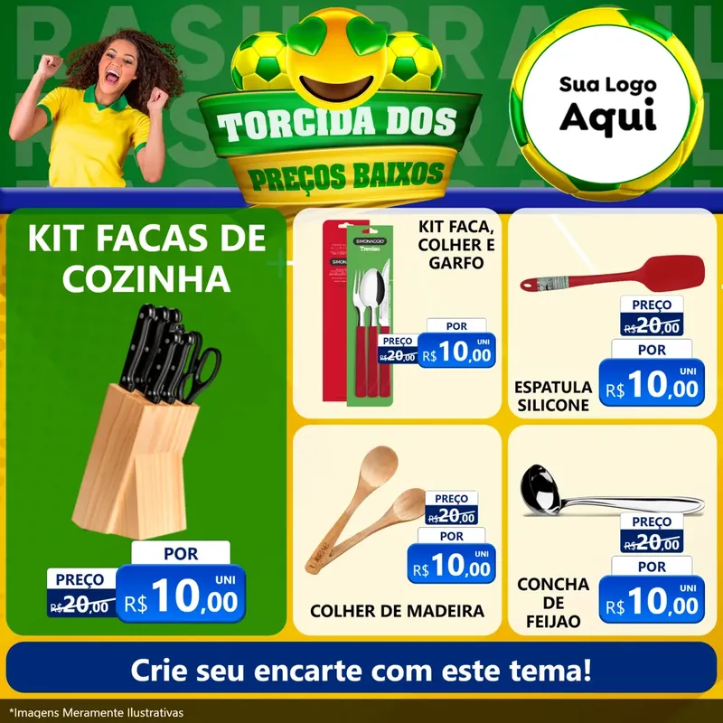 Modelo de Rede Social para Feed Facebook com o tema Torcida dos Preços Baixos - Copa para Utilidades Domésticas