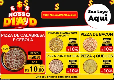 Modelo de Encarte para Encarte A4 Horizontal com o tema Nosso Dia D para Pizzaria