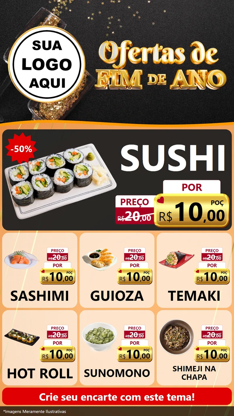 Modelo de Rede Social para Stories com o tema Ofertas de Fim de Ano para Comida japonesa