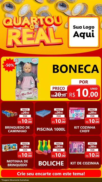 Modelo de Rede Social para Stories com o tema Quartou do Real para Brinquedos