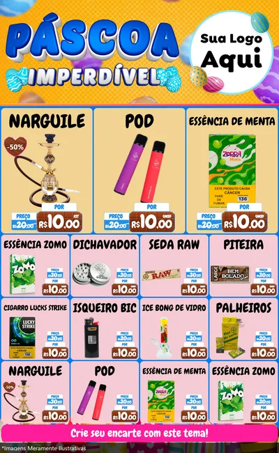 Modelo de Encarte para Encarte Grande com o tema Páscoa Imperdível para Tabacaria