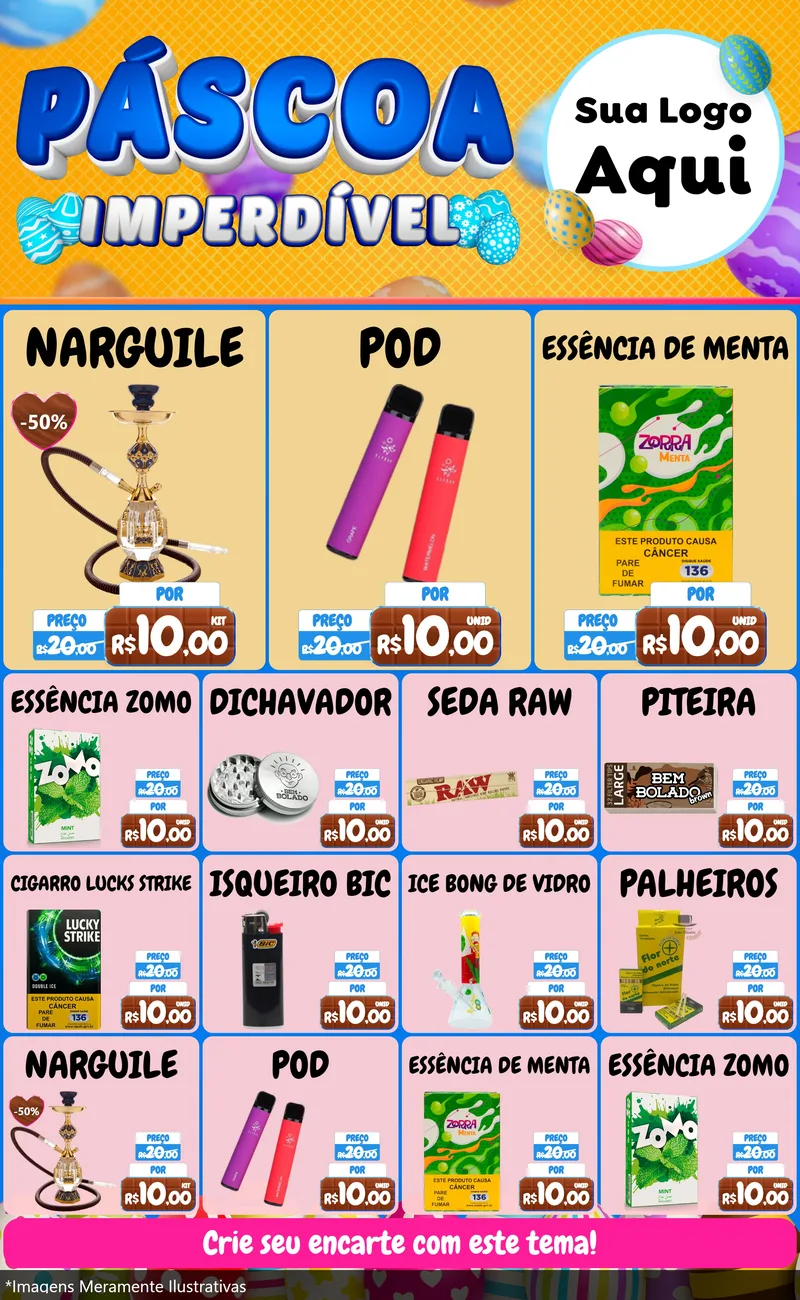 Modelo de Encarte para Encarte Grande com o tema Páscoa Imperdível para Tabacaria