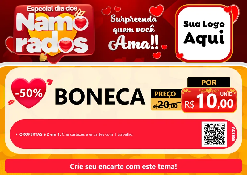 Modelo de Cartaz para Cartaz A4 Horizontal com o tema Especial Dia dos Namorados para Brinquedos