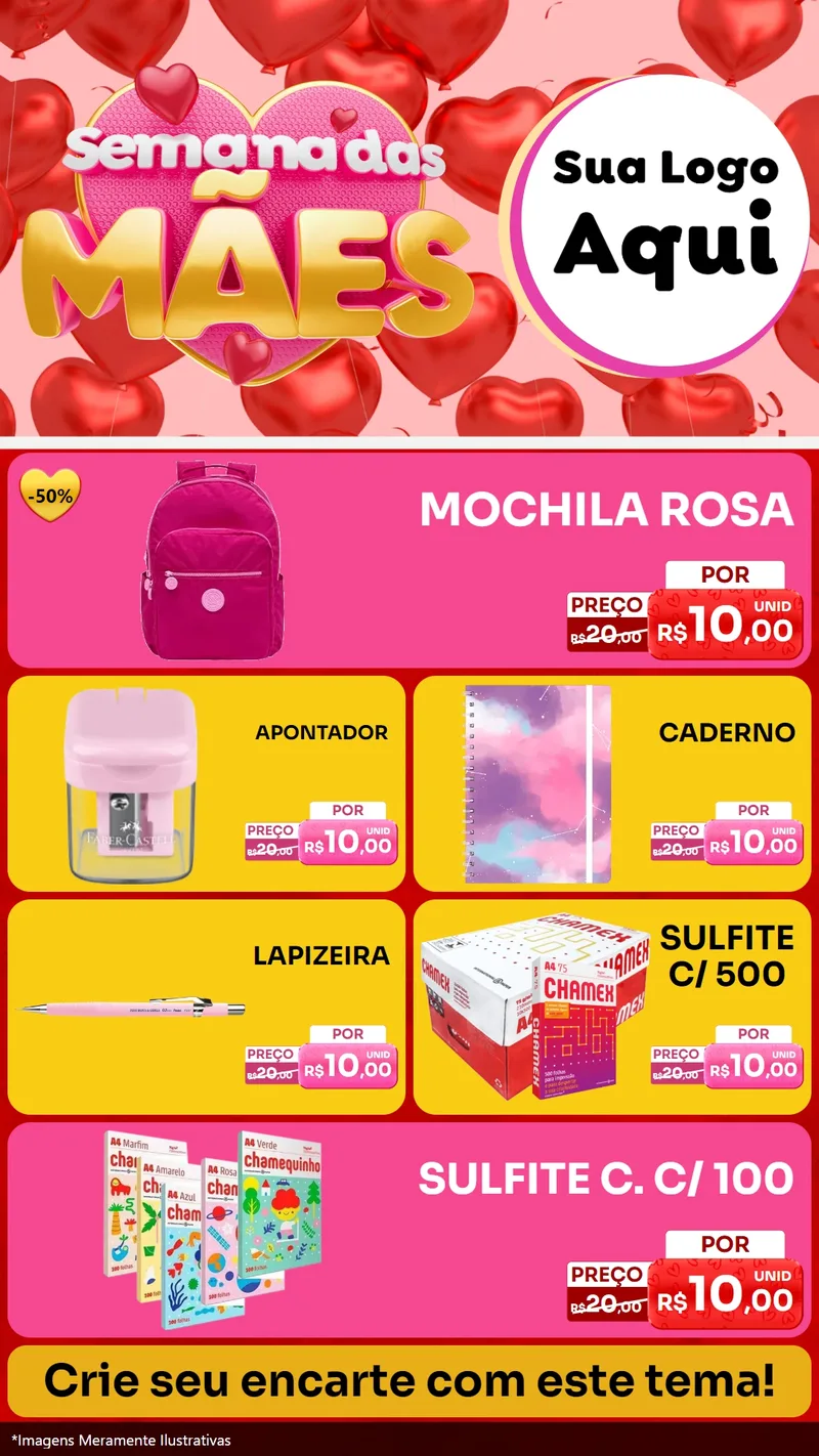 Modelo de TV para TV Vertical com o tema Semana Das Mães para Papelaria