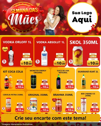Modelo de Rede Social para Feed Instagram com o tema Semana das Mães para Distribuidora de bebidas