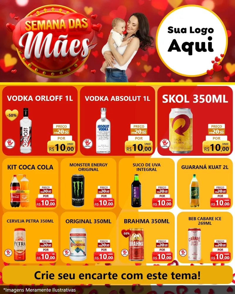 Modelo de Rede Social para Feed Instagram com o tema Semana das Mães para Distribuidora de bebidas