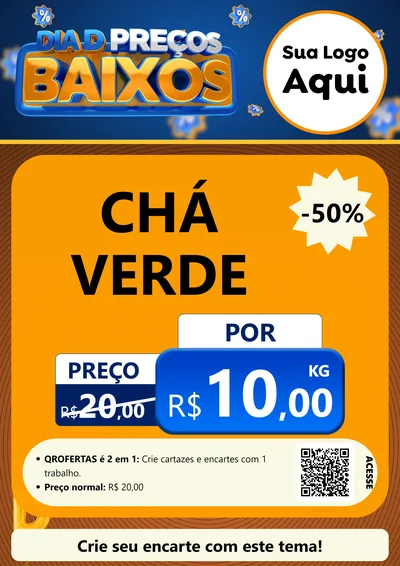 Modelo de Cartaz para Cartaz A4 Vertical com o tema Dia D Preço Baixo para Produtos Naturais