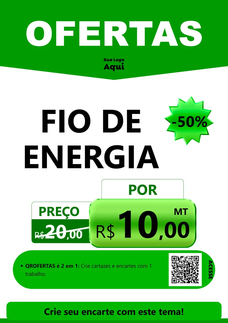 Modelo de Cartaz para Cartaz A4 Vertical com o tema Ofertas Verde Cartaz para Materiais Elétricos