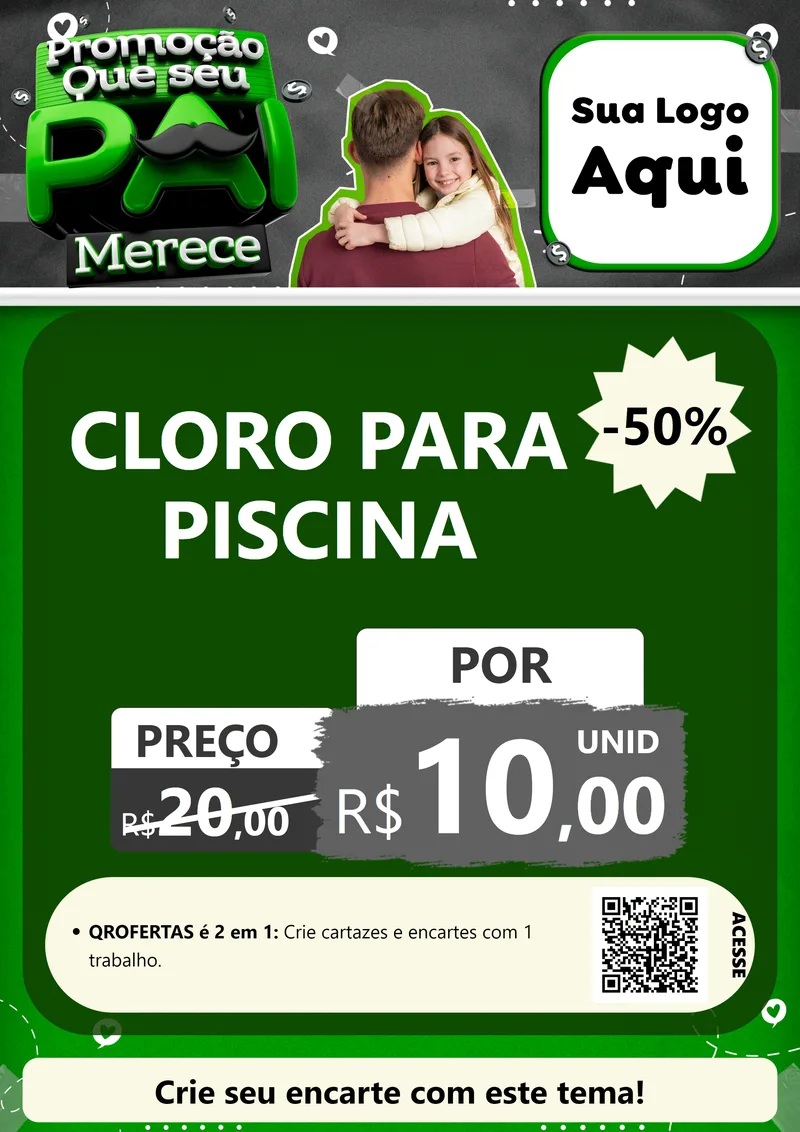 Modelo de Cartaz para Cartaz A4 Vertical com o tema Promoção Que seu Pai Merece para Produtos para Piscina