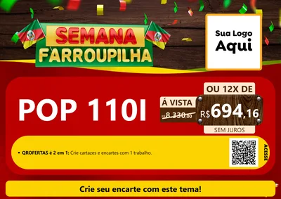 Modelo de Cartaz para Cartaz A4 Horizontal com o tema Semana Farroupilha para Concessionaria de Motos