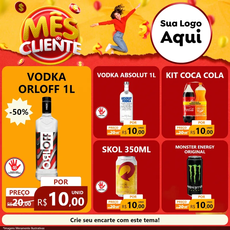 Modelo de Rede Social para Feed Facebook com o tema Mês do Cliente para Distribuidora de bebidas