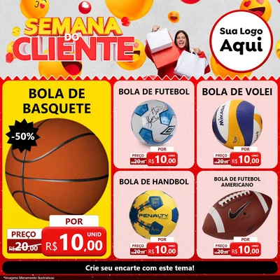 Modelo de Rede Social para Feed Facebook com o tema Semana do Cliente para Artigos Esportivos