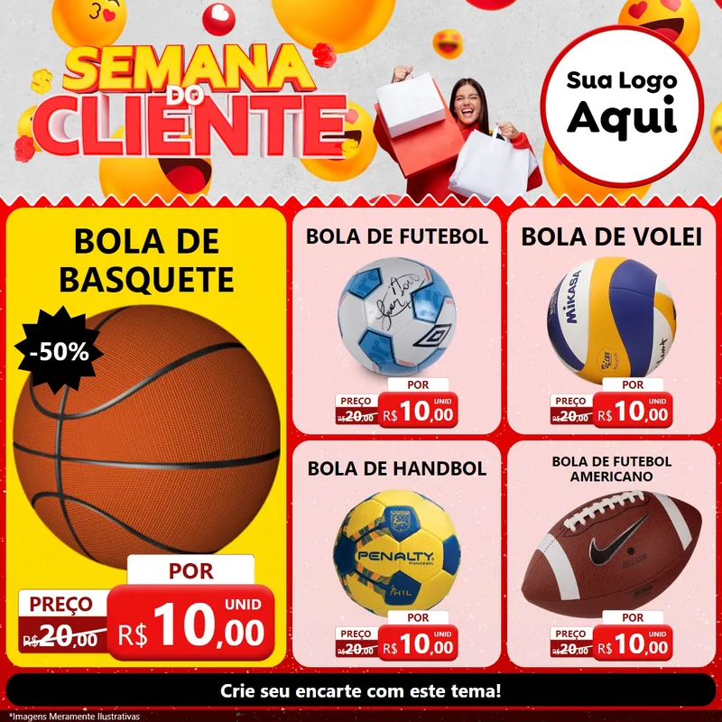 Modelo de Rede Social para Feed Facebook com o tema Semana do Cliente para Artigos Esportivos