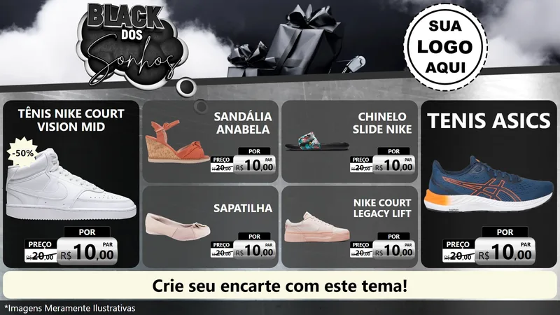 Modelo de TV para TV Horizontal com o tema Black dos Sonhos para Calçados