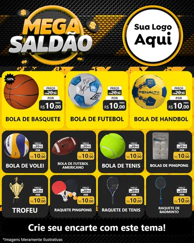 Modelo de Rede Social para Feed Instagram com o tema Mega Saldão para Artigos Esportivos