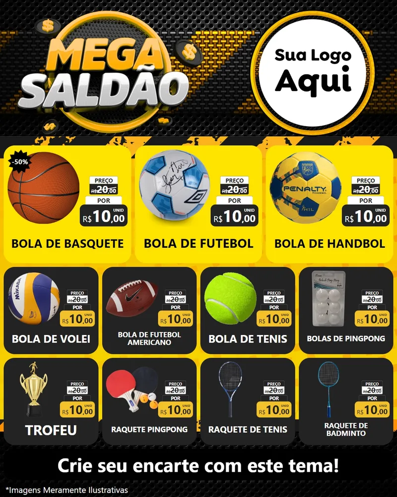 Modelo de Rede Social para Feed Instagram com o tema Mega Saldão para Artigos Esportivos