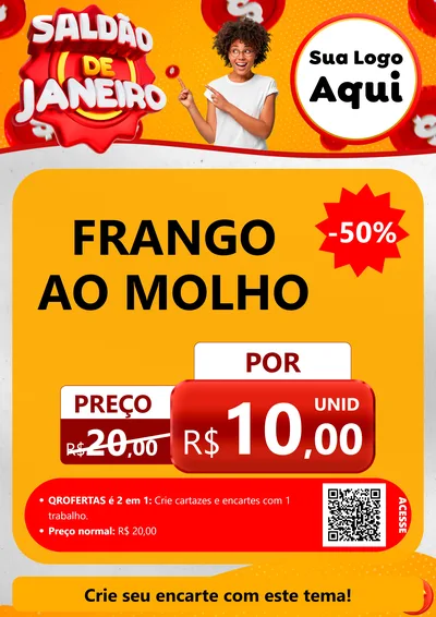 Modelo de Cartaz para Cartaz A4 Vertical com o tema Saldão de Janeiro para Restaurante