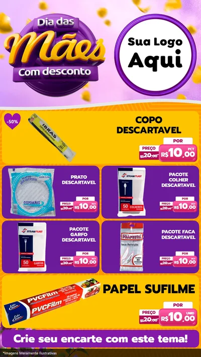 Modelo de TV para TV Vertical com o tema Dia das Mães com Desconto para Embalagens