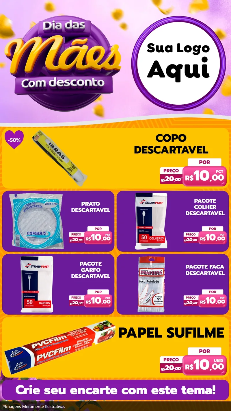 Modelo de TV para TV Vertical com o tema Dia das Mães com Desconto para Embalagens