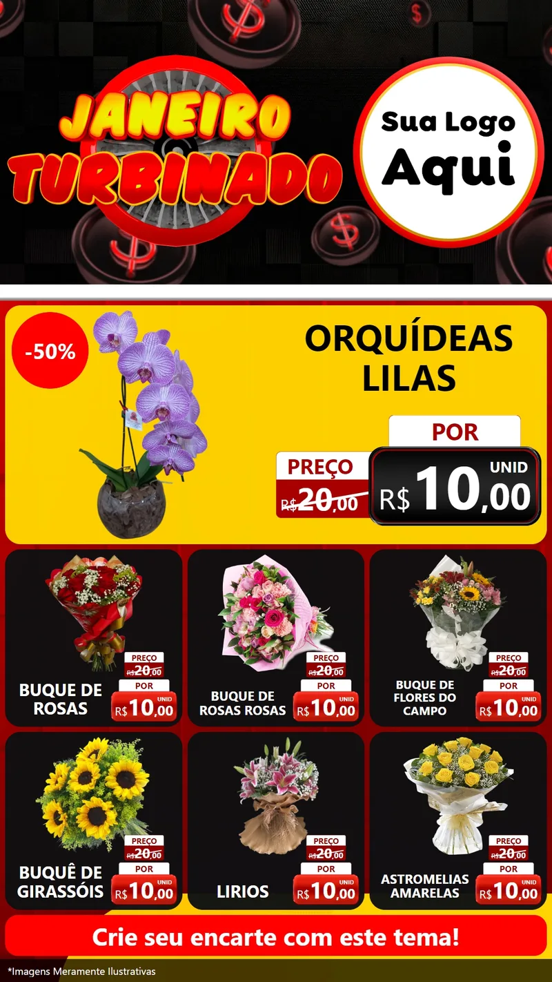 Modelo de Rede Social para Stories com o tema Janeiro Turbinado para Floricultura e jardim