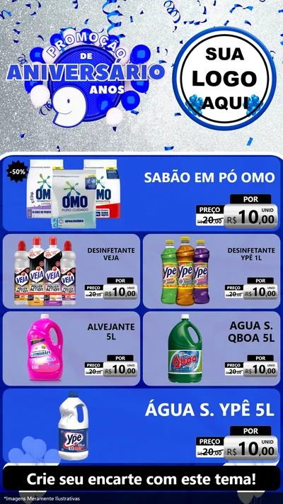 Modelo de TV para TV Vertical com o tema Promoção de Aniversário - 9 Anos para Produtos de Limpeza