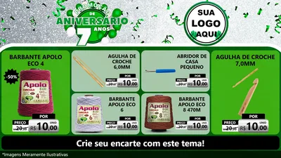 Modelo de TV para TV Horizontal com o tema Promoção de Aniversário - 7 Anos para Armarinho e Aviamentos