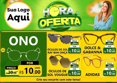 Modelo de Encarte para Encarte A4 Horizontal com o tema Hora da Oferta para Óticas