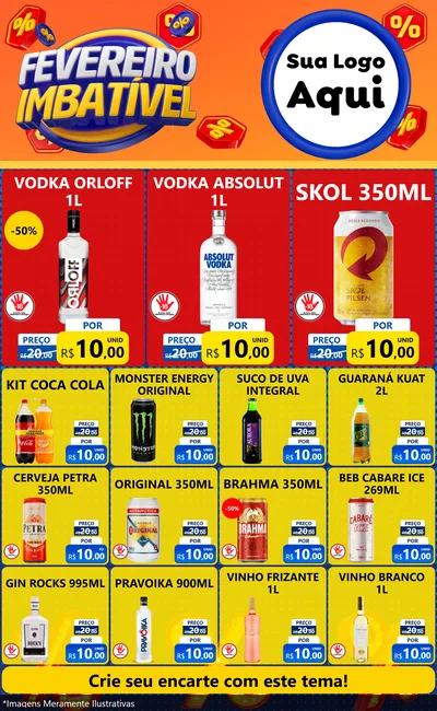 Modelo de Encarte para Encarte Grande com o tema Fevereiro Imbatível para Distribuidora de bebidas
