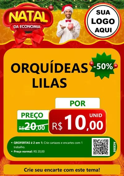 Modelo de Cartaz para Cartaz A4 Vertical com o tema Natal da Economia para Floricultura e jardim
