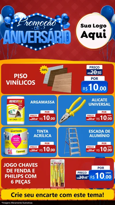 Modelo de TV para TV Vertical com o tema Promoção de Aniversário para Material para Construção