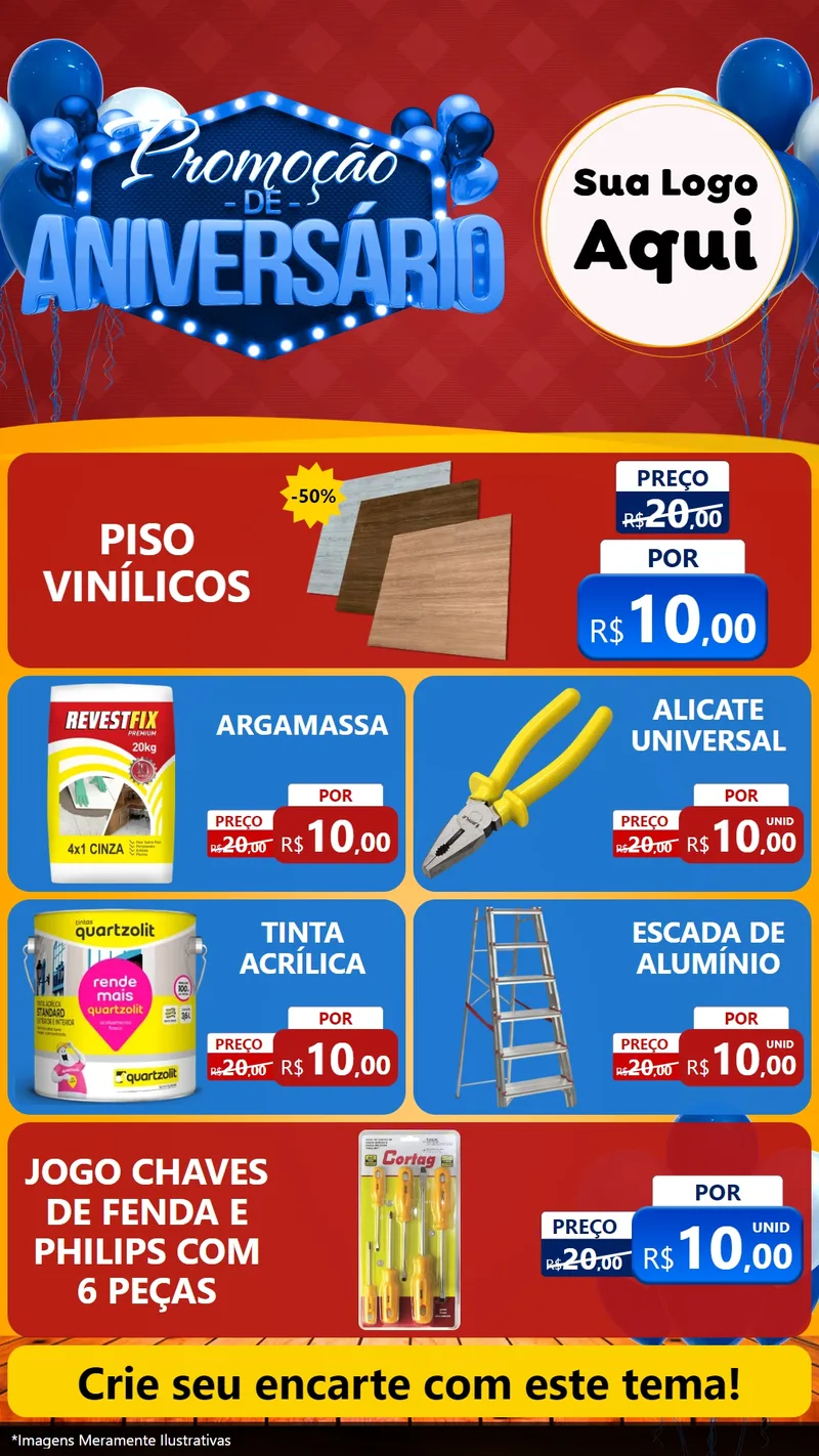 Modelo de TV para TV Vertical com o tema Promoção de Aniversário para Material para Construção