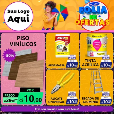 Modelo de Rede Social para Feed Facebook com o tema Folia de Ofertas para Material para Construção