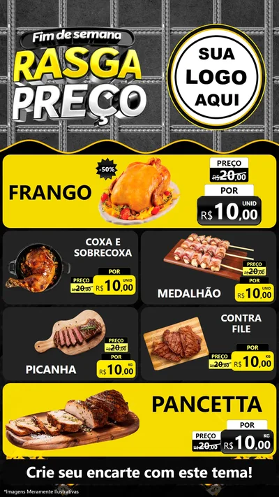 Modelo de TV para TV Vertical com o tema Fim de Semana Rasga Preço para Assados