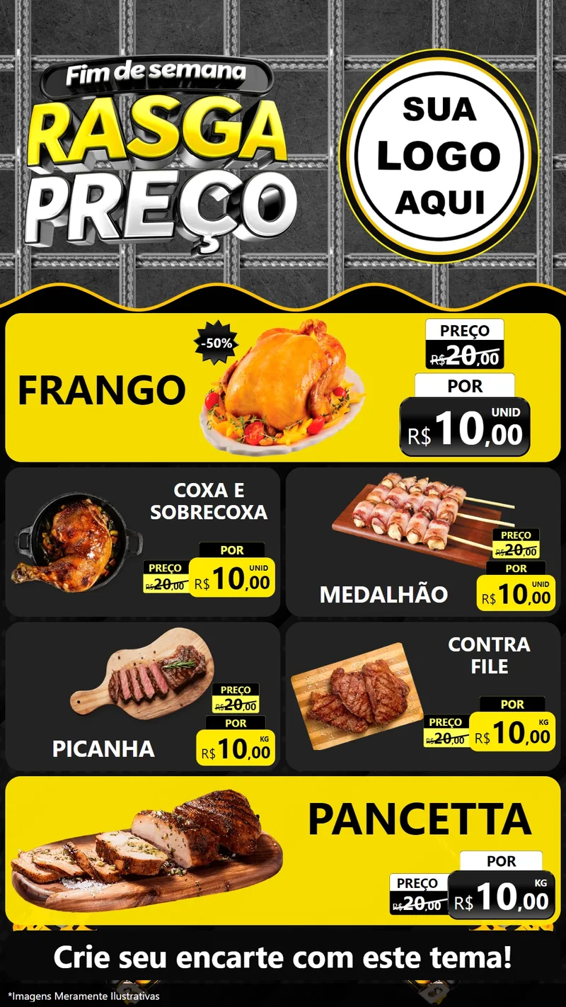 Modelo de TV para TV Vertical com o tema Fim de Semana Rasga Preço para Assados