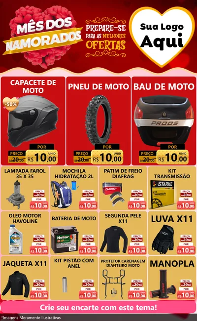 Modelo de Encarte para Encarte Grande com o tema Mês dos Namorados para Moto peças
