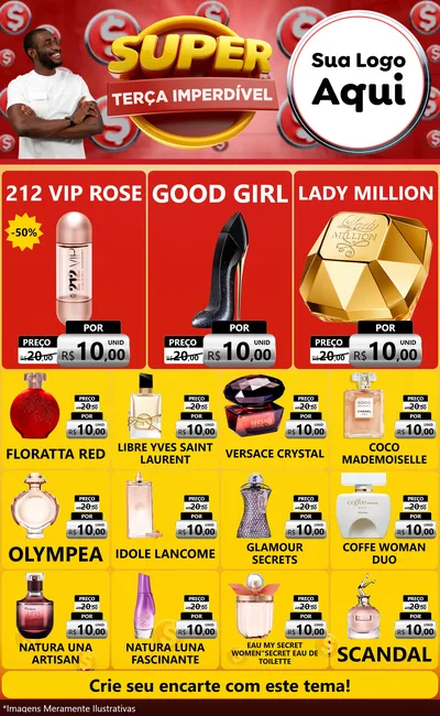 Modelo de Encarte para Encarte Grande com o tema Super Terça Imperdível para Perfumes