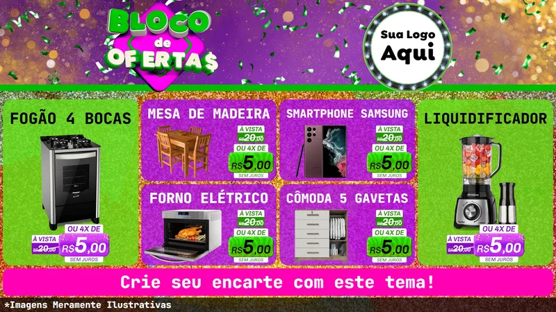 Modelo de TV para TV Horizontal com o tema Bloco de Ofertas para Móveis e Eletro