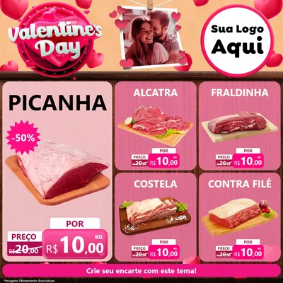 Modelo de Rede Social para Feed Facebook com o tema Valentine's Day para Açougue