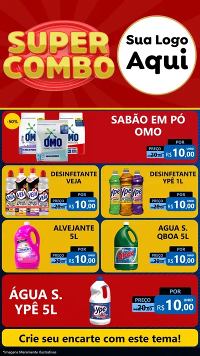 Modelo de TV para TV Vertical com o tema Super Combo para Produtos de Limpeza
