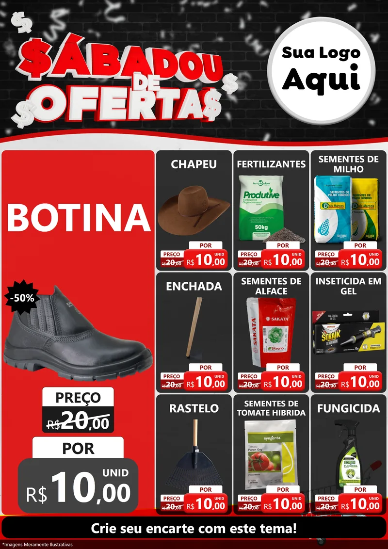 Modelo de Encarte para Encarte A4 Vertical com o tema Sabadou de Ofertas para Agropecuária