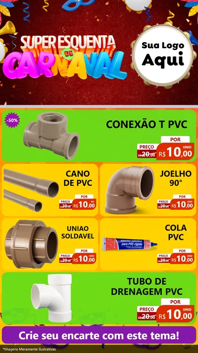 Modelo de TV para TV Vertical com o tema Super Esquenta de Carnaval para Tubos e conexões