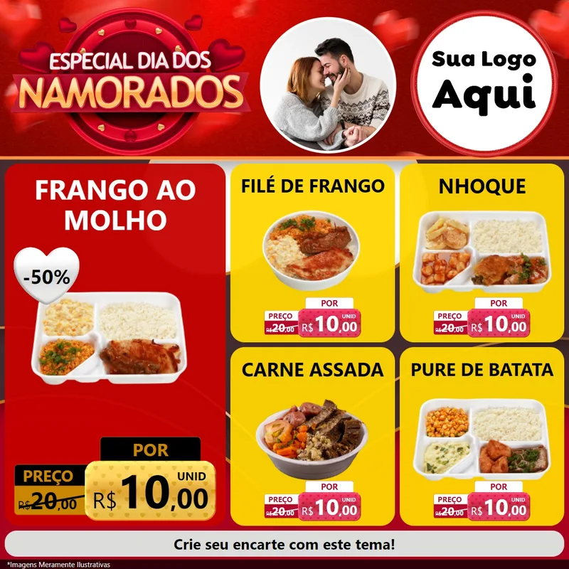 Modelo de Rede Social para Feed Facebook com o tema Especial Dia Dos Namorados para Restaurante