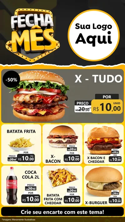 Modelo de Rede Social para Stories com o tema Fecha Mês para Hamburgueria