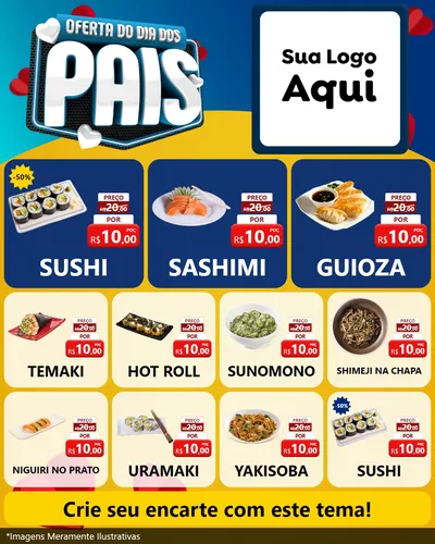 Modelo de Rede Social para Feed Instagram com o tema Oferta Do Dia Dos Pais para Comida japonesa