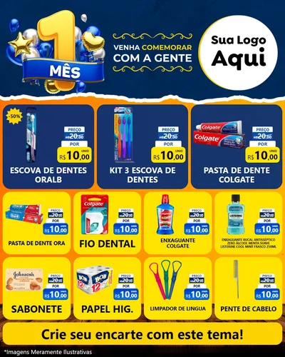 Modelo de Rede Social para Feed Instagram com o tema Um Mês de Aniversário para Higiene Pessoal