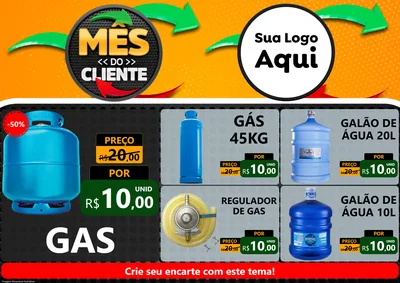 Modelo de Encarte para Encarte A4 Horizontal com o tema Mês do Cliente para Água e gás