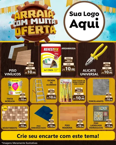 Modelo de Rede Social para Feed Instagram com o tema Ofertas de São João - Junina para Material para Construção