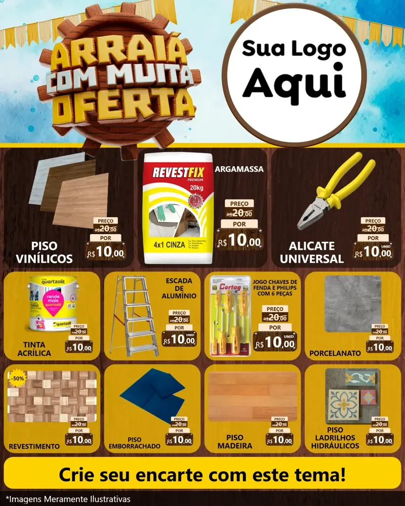 Modelo de Rede Social para Feed Instagram com o tema Ofertas de São João - Junina para Material para Construção