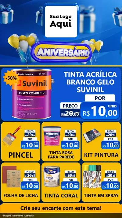 Modelo de Rede Social para Stories com o tema Aniversário para Tintas e Ferramentas