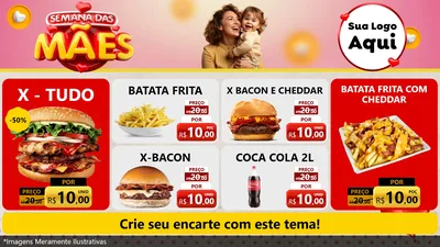 Modelo de TV para TV Horizontal com o tema Semana das Mães para Hamburgueria